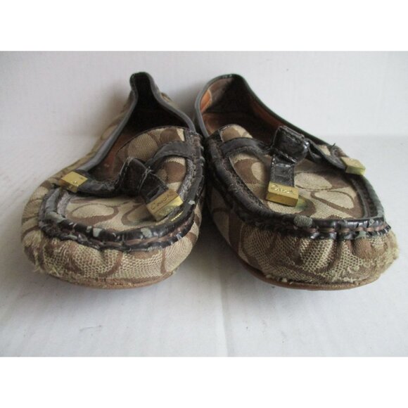 *COACH Classic FRIDA Loafers Brown Logo Canvas and Patent Trim - Picture 4 of 8